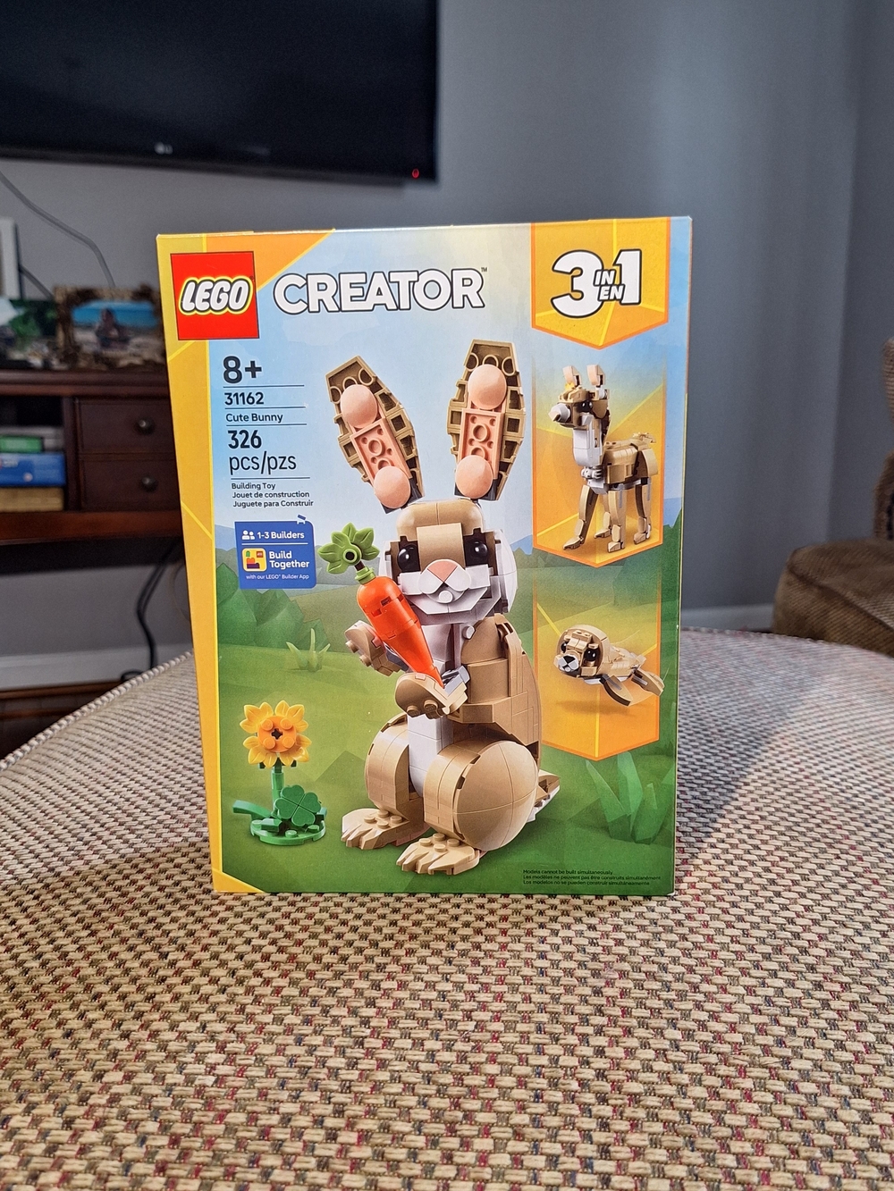 Lego Creator 3in1 Cute Bunny - 31162 - 326 Pieces - Ages 8+ New Unopened Box